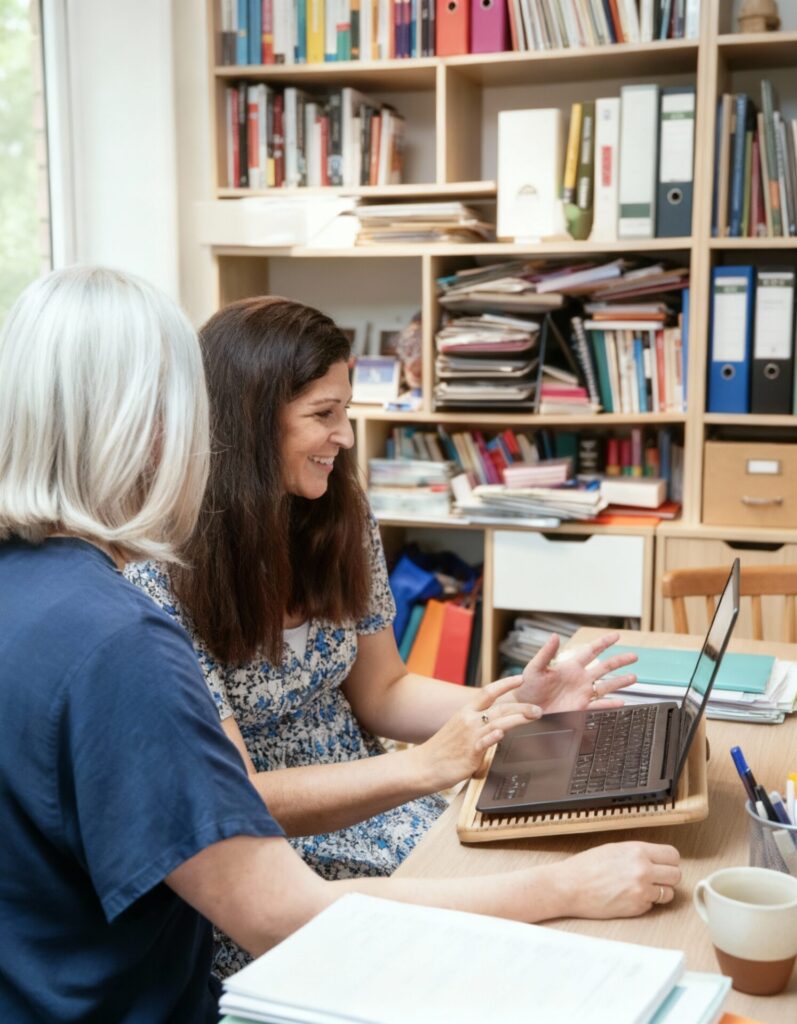Dr Rinky Vamvadelis and Dr Deidre Reed reviewing patient information together at Helderberg Family Practice.
